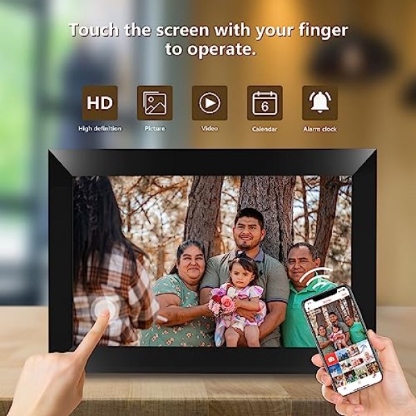 Aorpdd 디지털 액자 WiFi - 32GB 공간에 연결된 10.1인치 IPS 터치스크린 스마트 클라우드 액자, Frameo 앱을 통해 사진 공유..