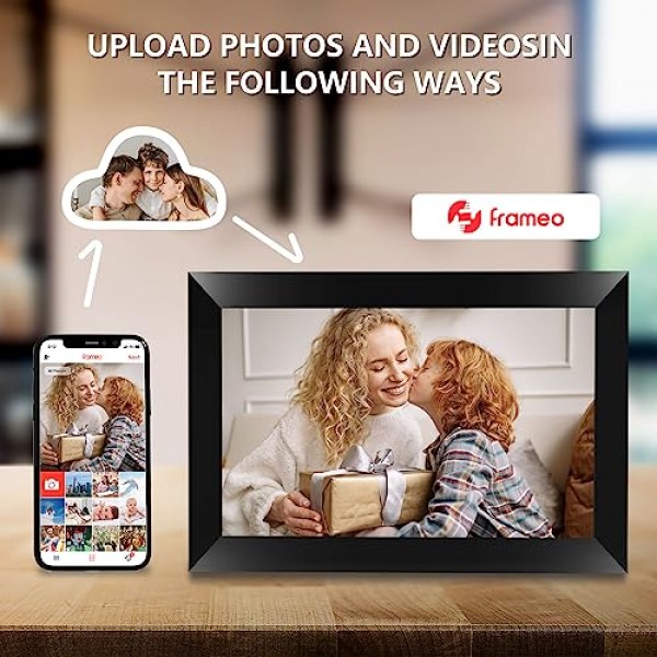 Aorpdd 디지털 액자 WiFi - 32GB 공간에 연결된 10.1인치 IPS 터치스크린 스마트 클라우드 액자, Frameo 앱을 통해 사진 공유..