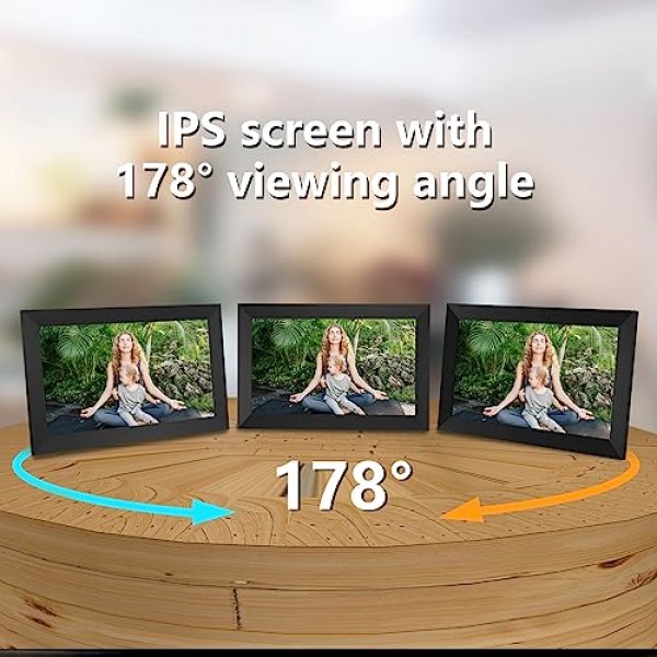 Aorpdd 디지털 액자 WiFi - 32GB 공간에 연결된 10.1인치 IPS 터치스크린 스마트 클라우드 액자, Frameo 앱을 통해 사진 공유..