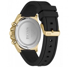 블랙 실리콘 스트랩이 있는 남성용 BOSS 크로노그래프 쿼츠 시계 - 1513874, 블랙, 스트랩.