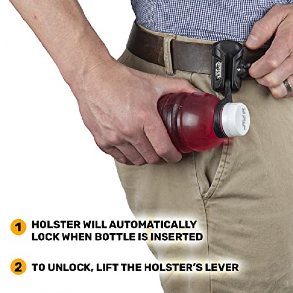 스파이더 도구 홀스터 - 야외 하이킹 번들 - (1) 자동 잠금, 퀵 드로우 벨트 홀스터 클립 + (2) 신축성 있는 물병 그리퍼 + (1) 예비 드라이버 비트용 구멍이 내장된 고무 