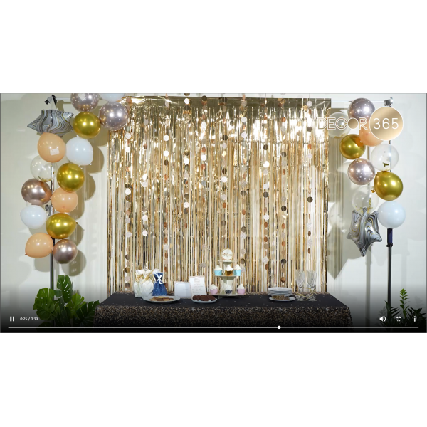 Decor365 샴페인 골드 파티 장식 원형 도트 화환 반짝임 스타 교수형 스 트리머 별 배너 배경 기념일/웨딩/베이비 샤워/크리스마스/생일/생일/달콤한 16/새해