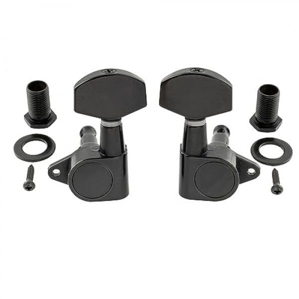 Musiclily Pro 3+3 Epi 스타일 밀봉형 머신 헤드 튜닝 페그 키 튜너 세트 레 폴 스타일 일렉트릭 기타, 빅 버튼 블랙