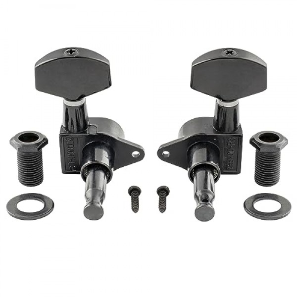 Musiclily Pro 3+3 Epi 스타일 밀봉형 머신 헤드 튜닝 페그 키 튜너 세트 레 폴 스타일 일렉트릭 기타, 빅 버튼 블랙