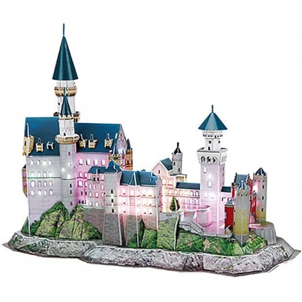 Revell 3D 퍼즐 00151 I 노이슈반슈타인 성 I 128 조각 I 어린이와 어른을 위한 4시간의 조립 재미 I 10세부터 I 신비로운 조명을 위한 LED 조명