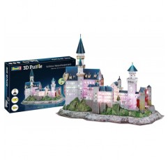 Revell 3D 퍼즐 00151 I 노이슈반슈타인 성 I 128 조각 I 어린이와 어른을 위한 4시간의 조립 재미 I 10세부터 I 신비로운 조명을 위한 LED 조명