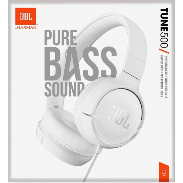 JBL Tune 500 온이어 유선 헤드폰 화이트