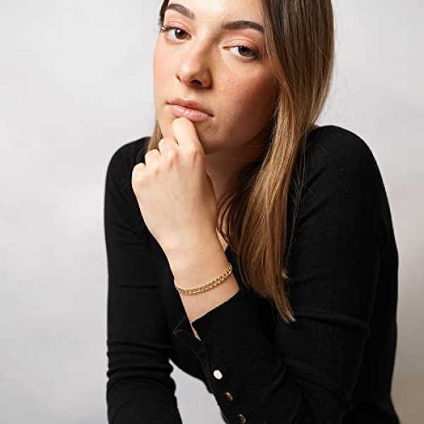 Trendor 51917 골드 333/8K 커브 팔찌 4.1mm 폭 여성을 위한 아름다운 골드 주얼리 시대를 초월한 선물 아이디어, 금속