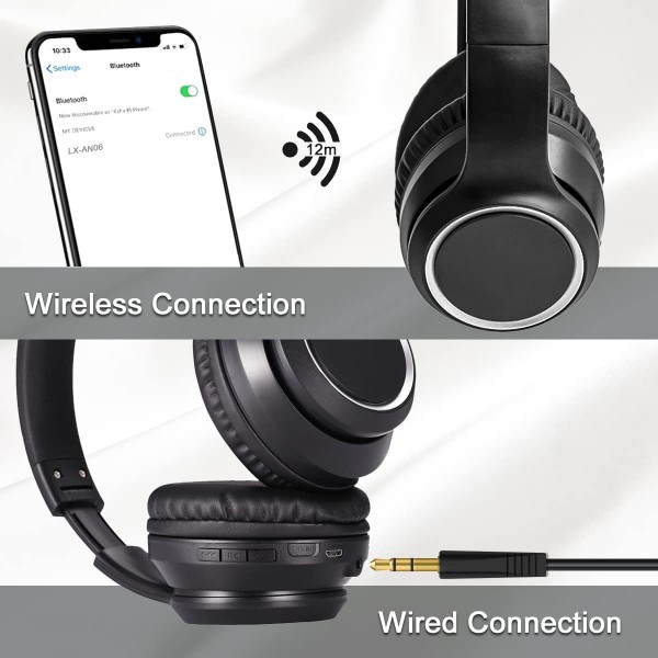 Olyre Wireless Headphones Over Ear Active Noise Cancelling Bluetooth 헤드폰 with Mic, 30시간 재생 오버헤드 Hi-Fi 스테레오 헤드폰, 부드러운 단백질 이어머프 포함 홈 오피스 PC TV AN06