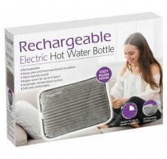 Vivo 울트라 플러시 그레이 충전식 전기 온수병 침대 핸드 워머 마사지 히트 패드 코지