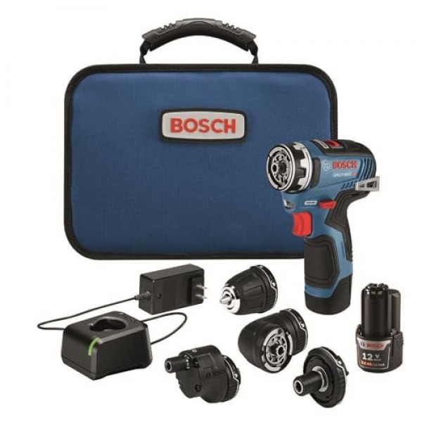BOSCH GSR12V-300FCB22 12V 최대 EC 브러시리스 Flexiclick 5-In-1 드릴/드라이버 시스템(2.0 Ah 배터리 2개 포함)