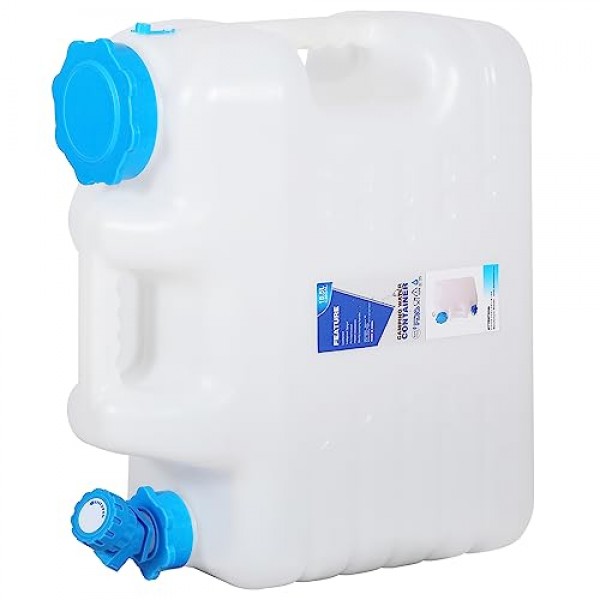REDCAMP 4.9 갤런 휴대용 물통, 마개 포함, 휴대용 비상 물 저장 탱크, 캠핑 야외 하이킹용 BPA 프리 물 주전자(18.5L, 흰색)
