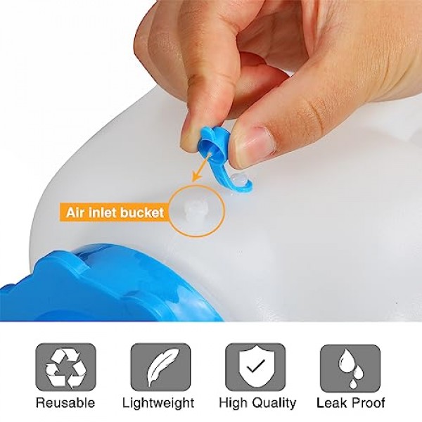 REDCAMP 4.9 갤런 휴대용 물통, 마개 포함, 휴대용 비상 물 저장 탱크, 캠핑 야외 하이킹용 BPA 프리 물 주전자(18.5L, 흰색)