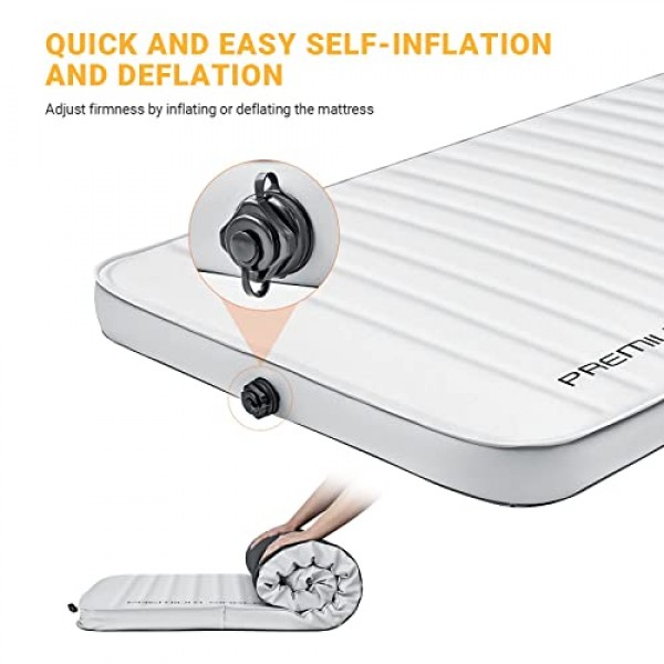 KingCamp 캠핑용 자체 팽창식 슬리핑 패드 울트라 두꺼운 더블 싱글 폼 매트리스 높은 R ​​값 캠핑 에어 패드 매트, 멀티 색상 및 크기