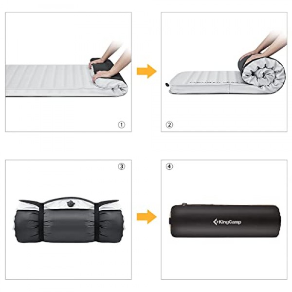KingCamp 캠핑용 자체 팽창식 슬리핑 패드 울트라 두꺼운 더블 싱글 폼 매트리스 높은 R ​​값 캠핑 에어 패드 매트, 멀티 색상 및 크기