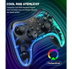 스위치/라이트/OLED 콘솔용 무선 스위치 컨트롤러, 정확한 모션 제어/듀얼 모터 진동/터보/웨이크업 기능/RGB 조명 모드/투명한 모양/15H 재생 시간 블랙이 있는 스위치 