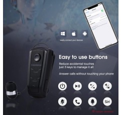 Bronzi Fineblue F910 - 클립이 있는 Bluetooth 헤드폰 스마트폰 - 귀에 감는 개폐식 와이어 - 통합 진동 경고 - 마이크 액티브 노이즈 캔슬링 - Exclusive StoreBronzi (F910)