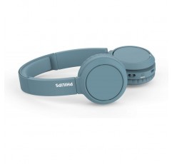 베이스 부스트 버튼이 있는 PHILIPS 온이어 헤드폰 H4205BL/00(블루투스, 29시간 재생, 고속 충전 기능, 소음 차단, 접이식), 블루 매트 블루 온이어 무선 2020/2021