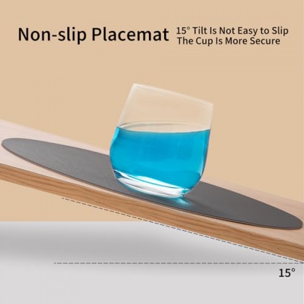 Myir JUN 원탁 플레이스매트 인조 가죽 플레이스 매트 및 컵받침 6개 세트 15인치 원형 플레이스매트 양면 플레이스매트 미끄럼 방지 플레이스매트 얼룩 방지 플레이스