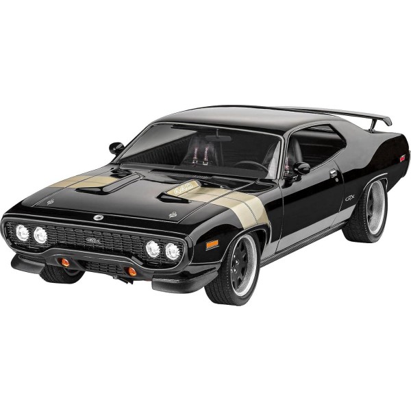 Revell 67692 모델 세트 F&F Dominics 1971 Plymouth GTX 고급 사용자를 위한 Fast & Furious 충실한 모델 키트, 기본 액세서리가 포함된 스타터 키트, 도색되지 않음