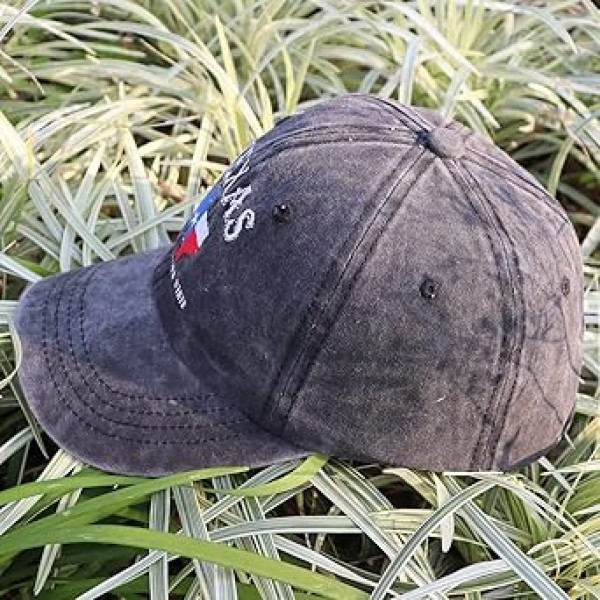 OASCUVER Texas Lone Star State Hat, TX 주 플래그 지도 모양 수 놓은 조절 가능한 세탁된 야구 모자