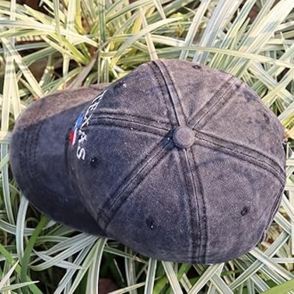 OASCUVER Texas Lone Star State Hat, TX 주 플래그 지도 모양 수 놓은 조절 가능한 세탁된 야구 모자
