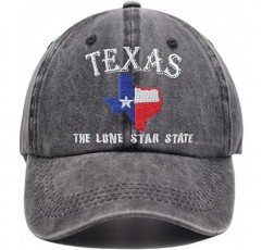OASCUVER Texas Lone Star State Hat, TX 주 플래그 지도 모양 수 놓은 조절 가능한 세탁된 야구 모자
