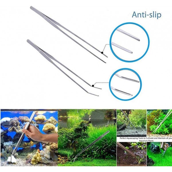 Signstek 수족관 Aquascaping 세트, 긴 핀셋 가위가 있는 5 in 1 수족관 도구 수족관의 식물 관리 및 디자인을 위한 자갈 주걱 5