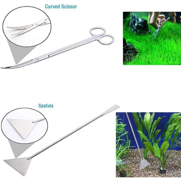 Signstek 수족관 Aquascaping 세트, 긴 핀셋 가위가 있는 5 in 1 수족관 도구 수족관의 식물 관리 및 디자인을 위한 자갈 주걱 5