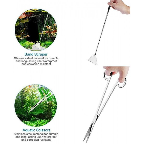 Signstek 수족관 Aquascaping 세트, 긴 핀셋 가위가 있는 5 in 1 수족관 도구 수족관의 식물 관리 및 디자인을 위한 자갈 주걱 5