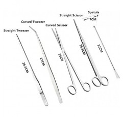 Signstek 수족관 Aquascaping 세트, 긴 핀셋 가위가 있는 5 in 1 수족관 도구 수족관의 식물 관리 및 디자인을 위한 자갈 주걱 5