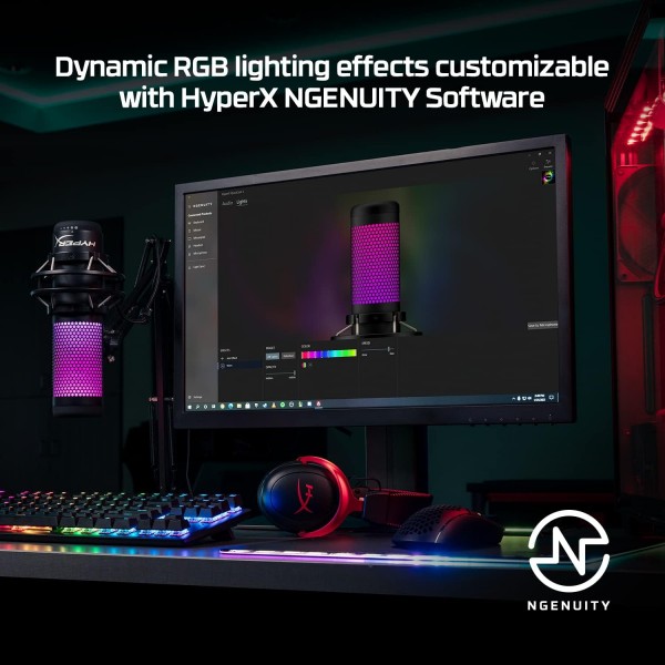 HyperX Cloud Alpha Wireless - PC용 게임 헤드셋, 300시간 배터리 수명, DTS 헤드폰 및 QuadCast S - PC, PS4 및 Mac용 RGB USB 콘덴서 마이크, 진동 및 충격 방지