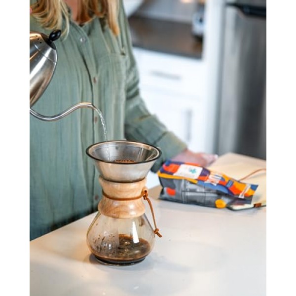 6, 8, 10컵 Chemex 푸어오버 유리 커피 메이커용 재사용 가능한 금속 커피 필터: 지속 가능한 양조를 위한 스테인레스 스틸 대안