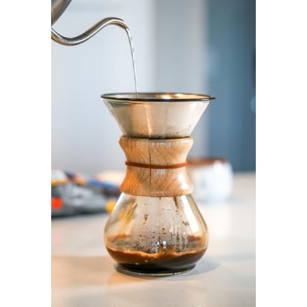 6, 8, 10컵 Chemex 푸어오버 유리 커피 메이커용 재사용 가능한 금속 커피 필터: 지속 가능한 양조를 위한 스테인레스 스틸 대안