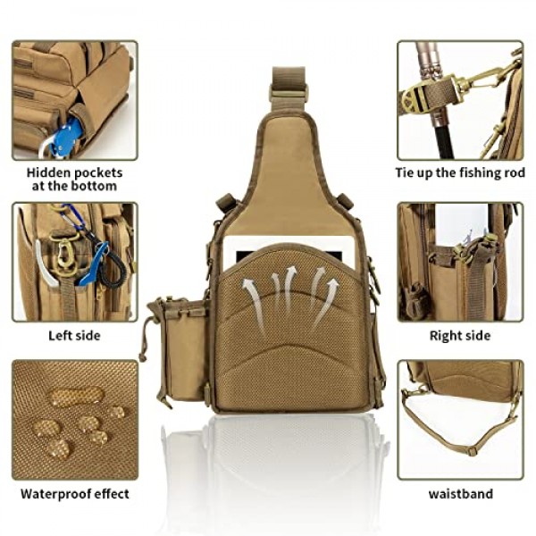 BLISSWILL 낚시 배낭(낚시대 홀더 포함) 낚시 태클 가방 낚시 장비 가방