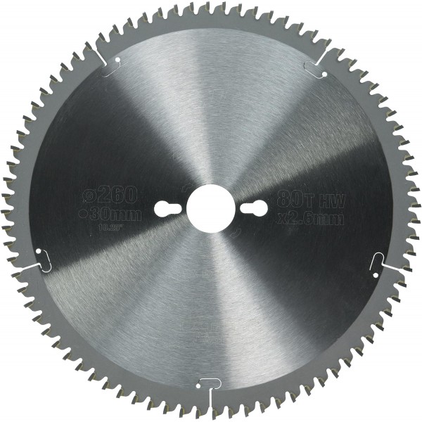 DeWalt 고정식 원형 톱날 / 원형 톱날 Extreme(260/30mm 80TFZ, 엑스트라 파인 마감(베니어판, 알루미늄 및 플라스틱)), DT4280