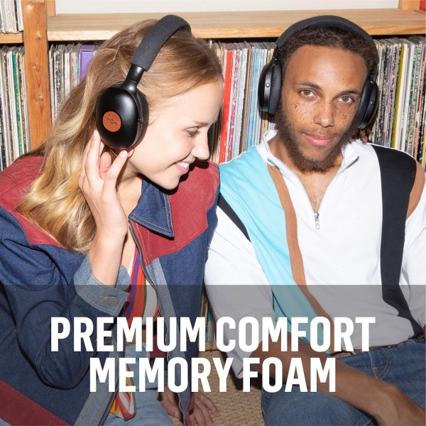 Positive Vibration XL 무선 헤드폰(Bluetooth, 소형, 오버이어 헤드폰, 고속 충전, 24시간 배터리 수명, iPhone/Android 호환, 온보드 마이크 및 볼륨 조절) 구리