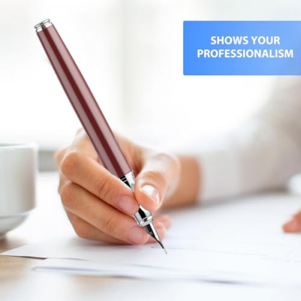 Amabro 2Pcs 금속 만년필, 0.5mm 파인 포인트 만년필 럭셔리 만년필 서예 펜 남성용 잉크 변환기가있는 부드러운 쓰기 비즈니스 펜 여성용 학교 사무실 쓰기 (B)