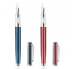 Amabro 2Pcs 금속 만년필, 0.5mm 파인 포인트 만년필 럭셔리 만년필 서예 펜 남성용 잉크 변환기가있는 부드러운 쓰기 비즈니스 펜 여성용 학교 사무실 쓰기 (B)