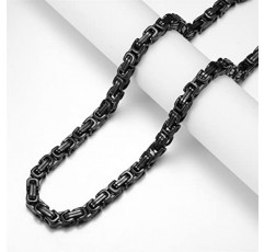 AFSTALR 남성용 비잔틴 체인 실버 골드 블랙 남성용, 스테인레스 스틸 와이드 남성용 체인 4/6/8 mm 남성용 비잔틴 체인 목걸이 길이 45/50/55/60/65 cm, 스테인레스 스틸