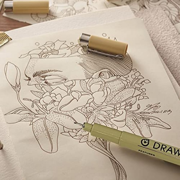 GCVOPTON 12Pcs 블랙 마이크론 펜 세트, 마이크로 파인라이너 드로잉 아트 펜, 마이크로 펜 파인라이너 잉크 세트, 아티스트 일러스트레이션용 마이크론 펜, 스케치 개요, 