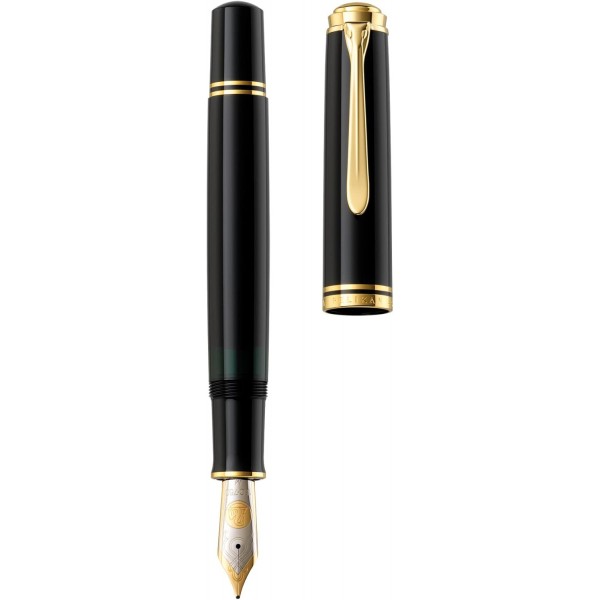 Pelikan Souverän 1000 만년필, 블랙, 펜촉 B(브로드), 선물 케이스에 담긴 고품질 피스톤 필러, 987404