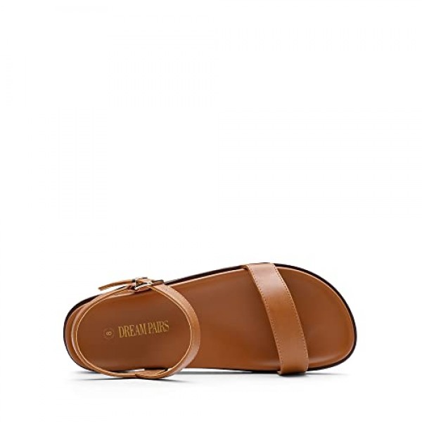 DREAM PAIRS 여성용 귀여운 오픈 토우 원 밴드 아치 서포트 여름용 컴포트 플랫 샌들