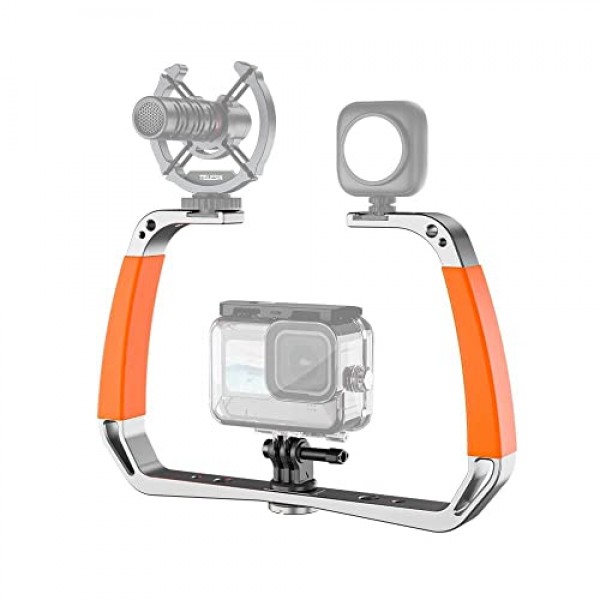 TELESIN 향상된 다이빙 장비 GoPro Max Hero 용 핸드 헬드 비디오 다이빙 라이트 안정기 트레이 11 10 9 8 7 6 5 Insta360 DJI Osmo Action 4 Action 3 Pocket 2 수중 스노클링 스쿠버 액세서