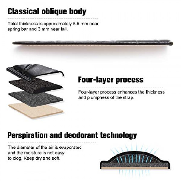 IStrap 가죽 시계 밴드 - 악어 무늬 양각 패턴 송아지 가죽 교체 스트랩 - 푸시 버튼이 있는 스테인레스 스틸 배치 버클 - 남성용 여성용 팔찌 - 18mm 19mm 20mm 21mm 22mm 24mm