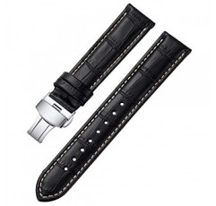 IStrap 가죽 시계 밴드 - 악어 무늬 양각 패턴 송아지 가죽 교체 스트랩 - 푸시 버튼이 있는 스테인레스 스틸 배치 버클 - 남성용 여성용 팔찌 - 18mm 19mm 20mm 21mm 22mm 24mm