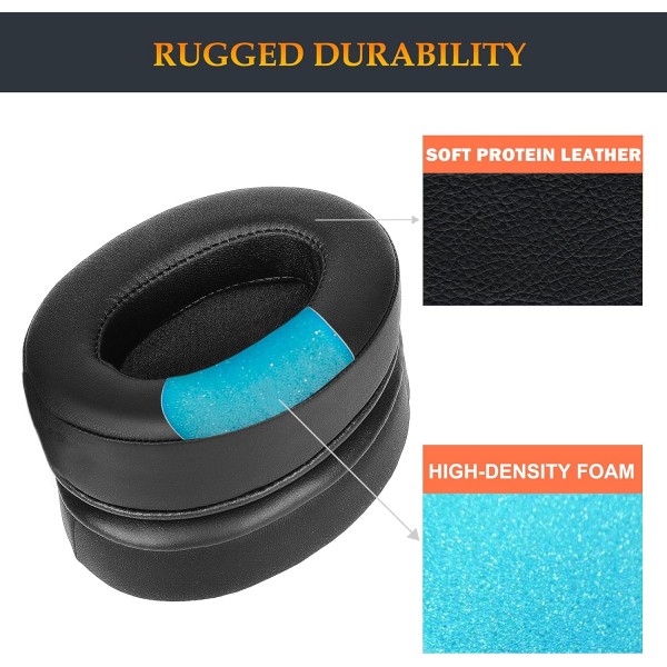 Audio-Technica ATH M50X/M40X, HyperX Cloud/Flight/Stinger, SteelSeries Arctis 7/9X/Pro, Sony MDR 7506, Turtle Beach Stealth 420X/600(PU 가죽)용 SOULWIT 교체용 이어패드 블랙