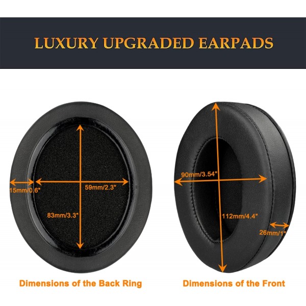 Audio-Technica ATH M50X/M40X, HyperX Cloud/Flight/Stinger, SteelSeries Arctis 7/9X/Pro, Sony MDR 7506, Turtle Beach Stealth 420X/600(PU 가죽)용 SOULWIT 교체용 이어패드 블랙