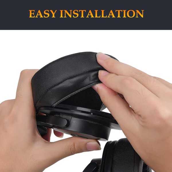 Audio-Technica ATH M50X/M40X, HyperX Cloud/Flight/Stinger, SteelSeries Arctis 7/9X/Pro, Sony MDR 7506, Turtle Beach Stealth 420X/600(PU 가죽)용 SOULWIT 교체용 이어패드 블랙