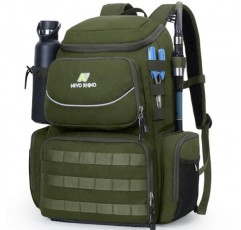 N NEVO RHINO 40L 낚시 태클 배낭 4개 태클 박스, 로드 홀더, 방수 레인 커버, 낚시용 고성능 태클 백